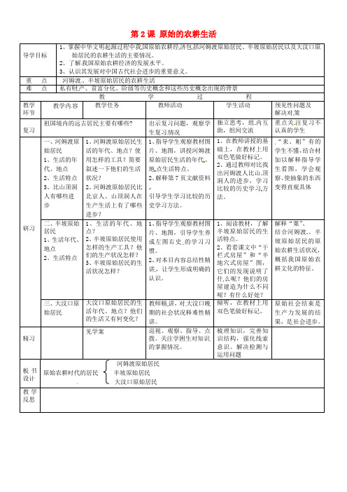 人教初中历史七上《2 原始的农耕生活》word教案 (5)