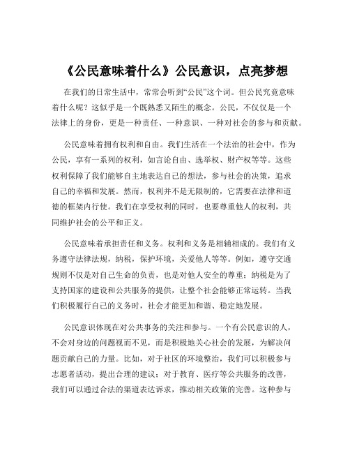 《公民意味着什么》公民意识,点亮梦想