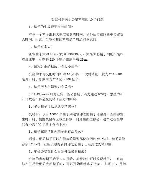 数据科普关于公猪精液的10个问题