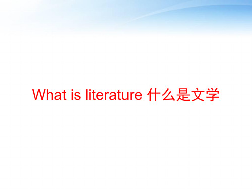 What is literature 什么是文学 ppt课件