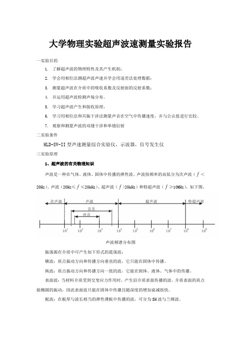 大学物理实验超声波速测量实验报告