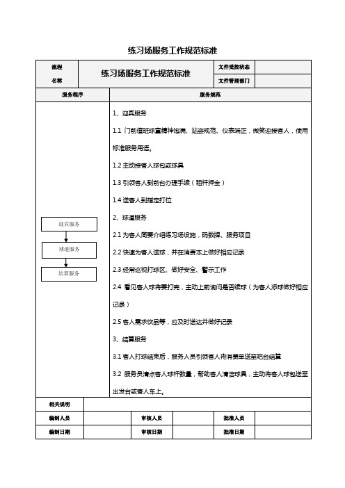 高尔夫球场服务工作规范标准