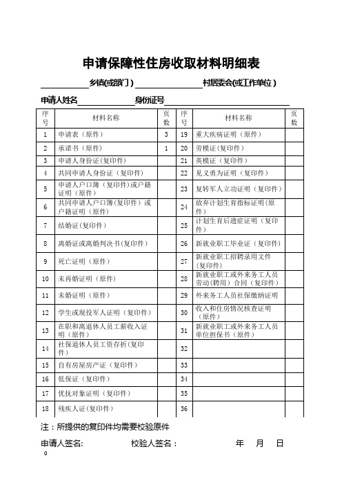 保障性住房申请表格