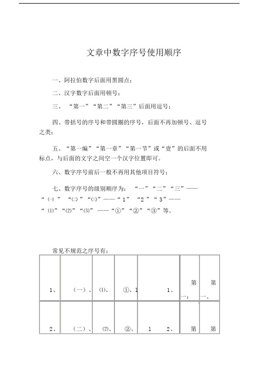 公文中数字序使用顺序.doc