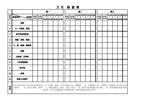 卫生间卫生检查表一周