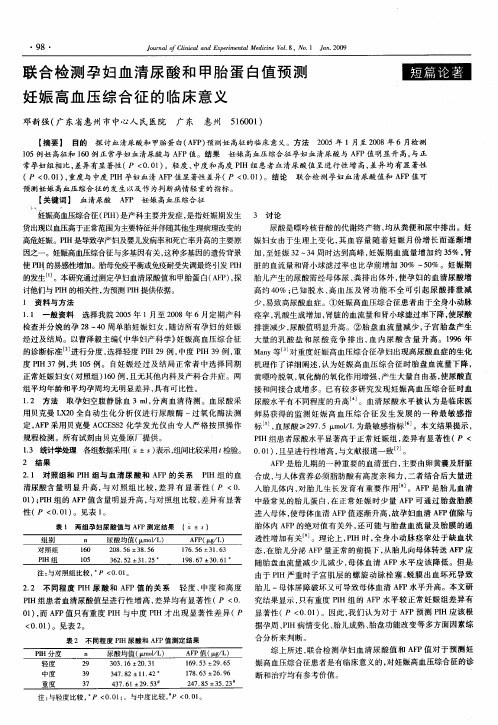 联合检测孕妇血清尿酸和甲胎蛋白值预测妊娠高血压综合征的临床意义