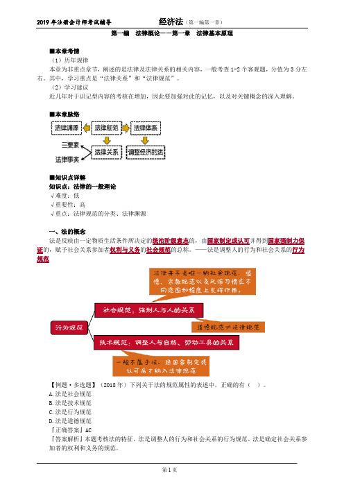 注册会计师 CPA 经济法 讲义 第一编 法律概论——第一章 法律基本原理