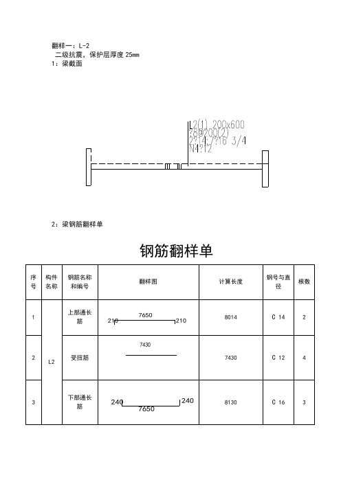 钢筋翻样表格