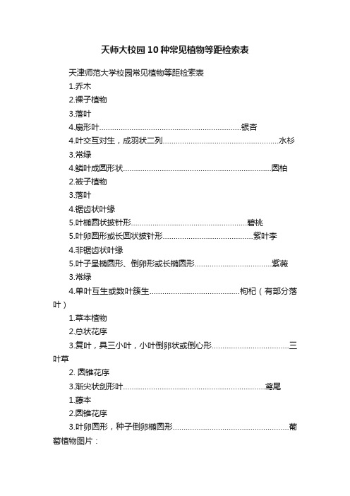 天师大校园10种常见植物等距检索表