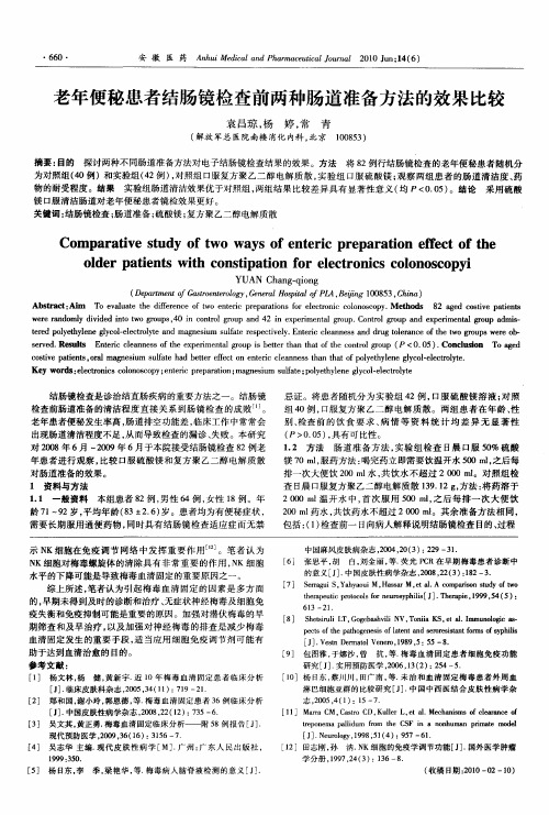 老年便秘患者结肠镜检查前两种肠道准备方法的效果比较