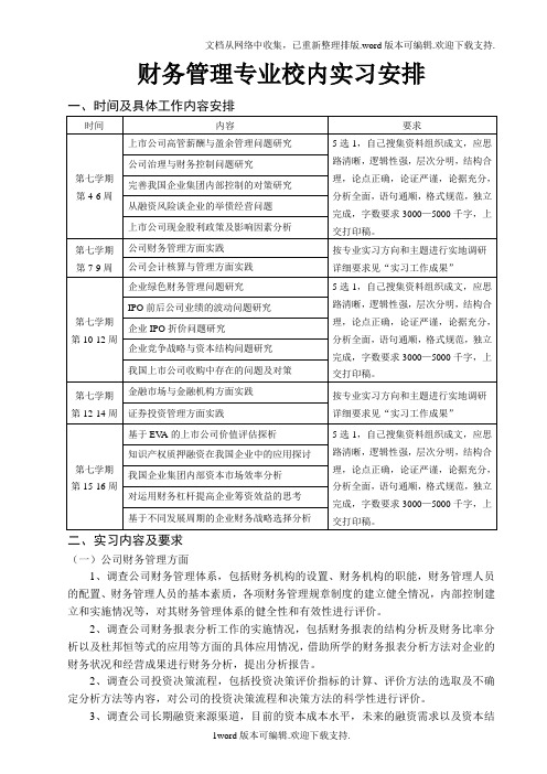 财务管理专业校内实习计划