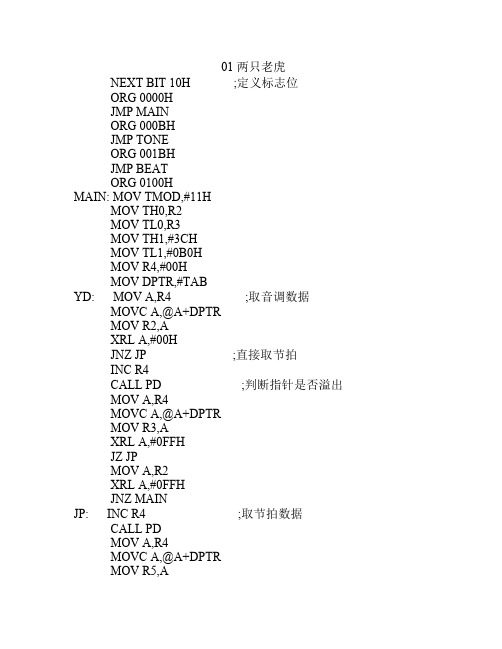 51单片机汇编语言音乐程序