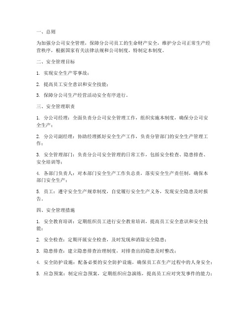 分公司的安全管理制度