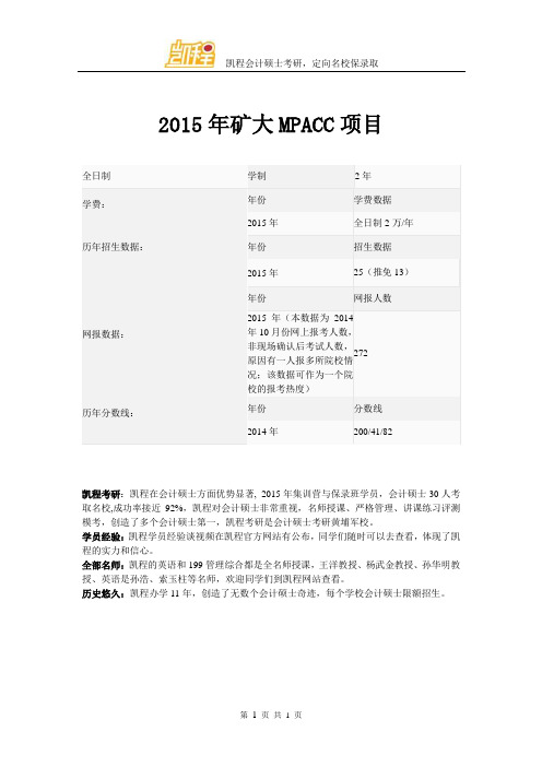 2015年矿大MPACC项目