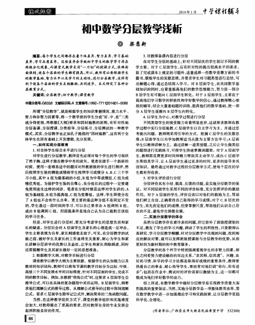 初中数学分层教学浅析