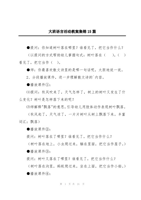 大班语言活动教案集锦15篇