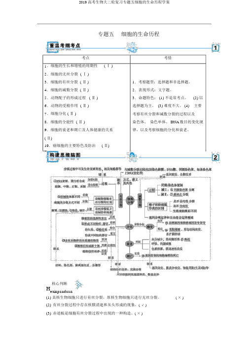 2019高考生物大二轮复习专题五细胞的生命历程学案