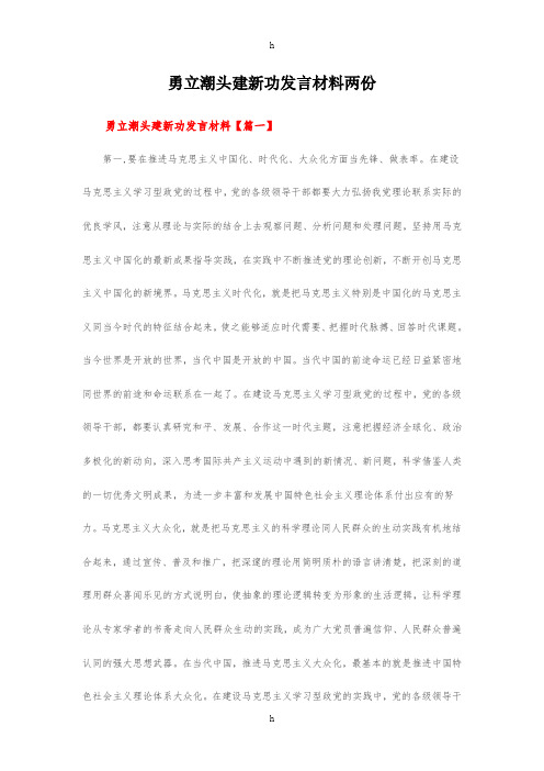 勇立潮头建新功发言材料两份