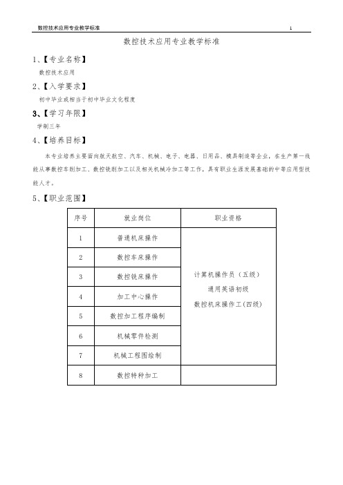 数控技术应用专业教学标准