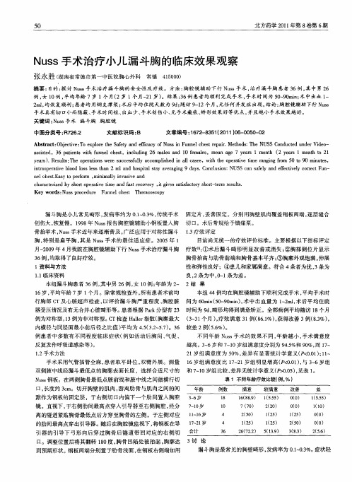 Nuss手术治疗小儿漏斗胸的临床效果观察