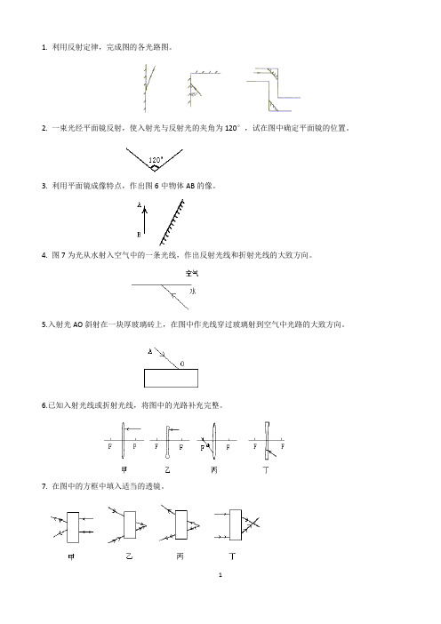 初中物理：2017中考光学作图题