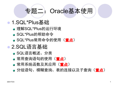 专题二-Oracle基本使用PPT课件