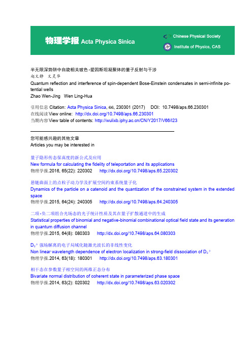 半无限深势阱中自旋相关玻色-爱因斯坦凝聚体的量子反射与