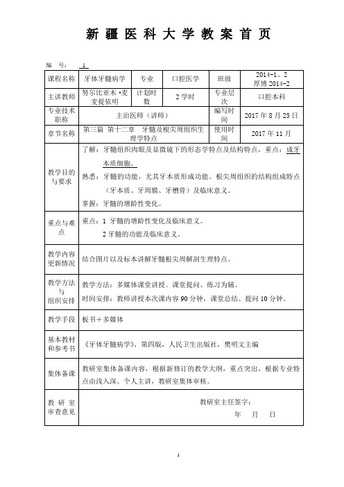 第十二章 牙髓及根尖周组织生理学特点