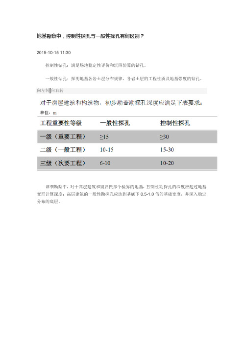地勘控制性探孔与一般性探孔的区别