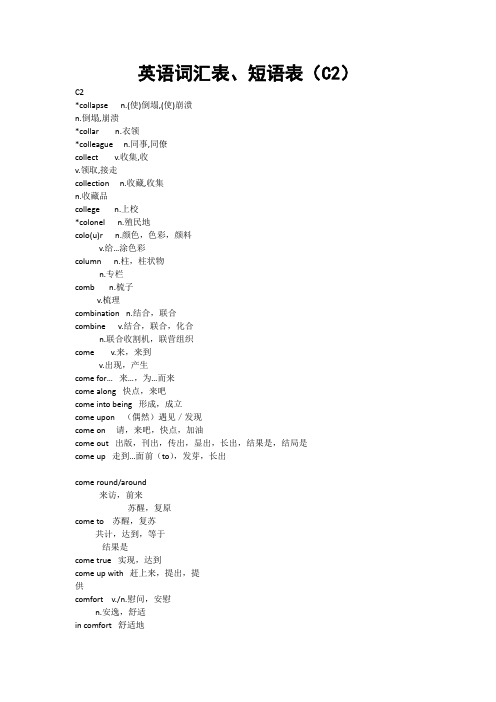 C学位英语词汇表(C2)