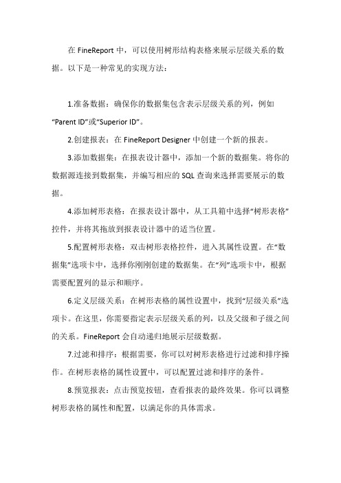 finereport树形结构表格