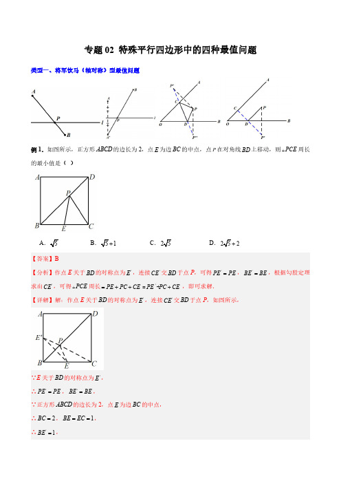 专题02 特殊平行四边形中的四种最值问题(解析版)-2024年常考压轴题攻略(9年级上册人教版)