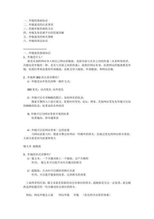 SEO基础之外链知识点