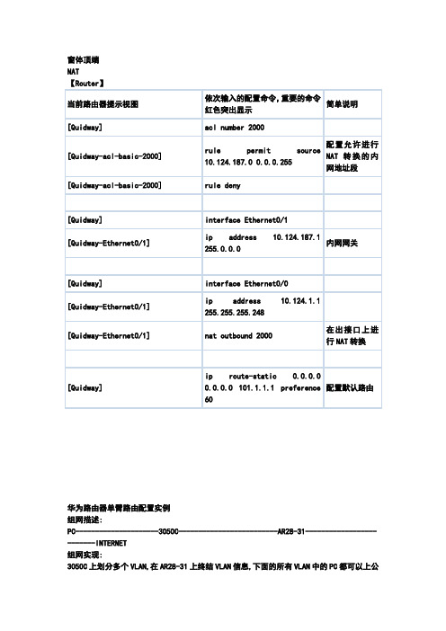 华为nat配置实例