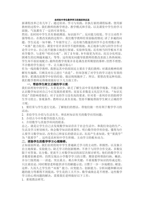 农村初中学生数学学习的现状和反思