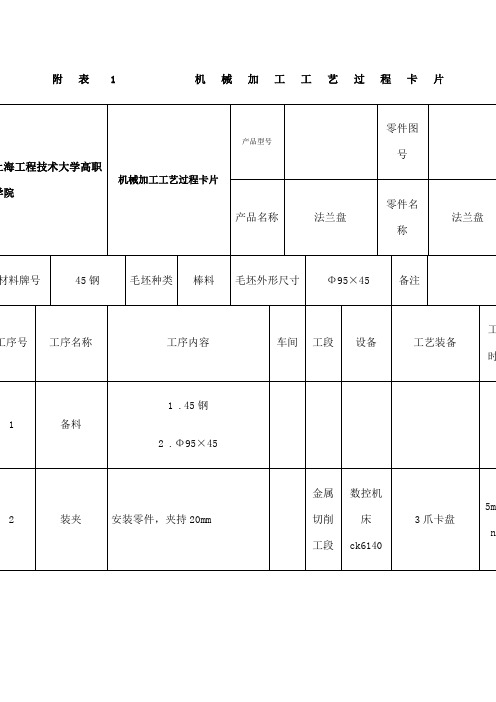 法兰盘的工艺设计与数控加工工艺卡 