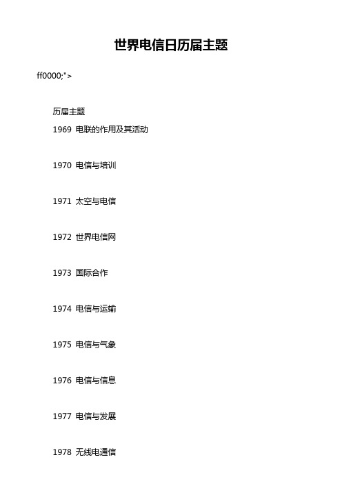 世界电信日历届主题