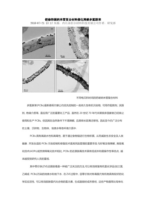 钯修饰碳纳米管复合材料催化降解多氯联苯