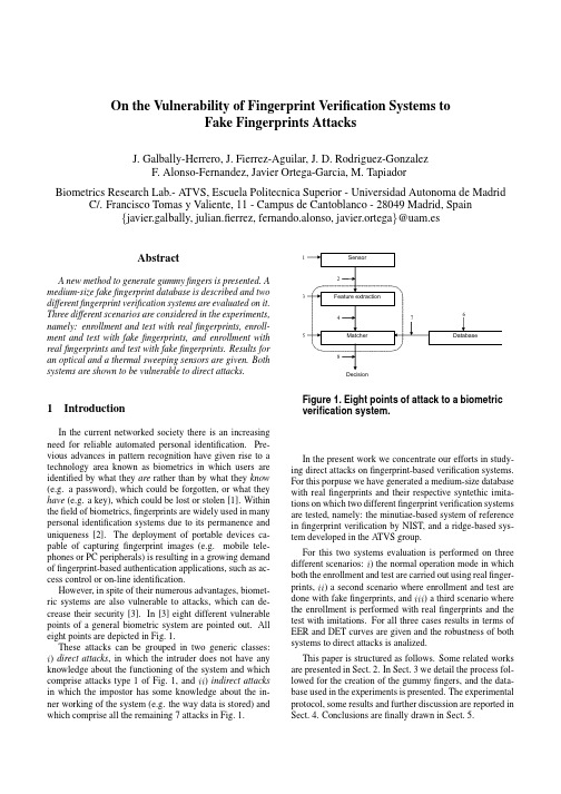 On the Vulnerability of Fingerprint Verification Systems to Fake Fingerprint Attack