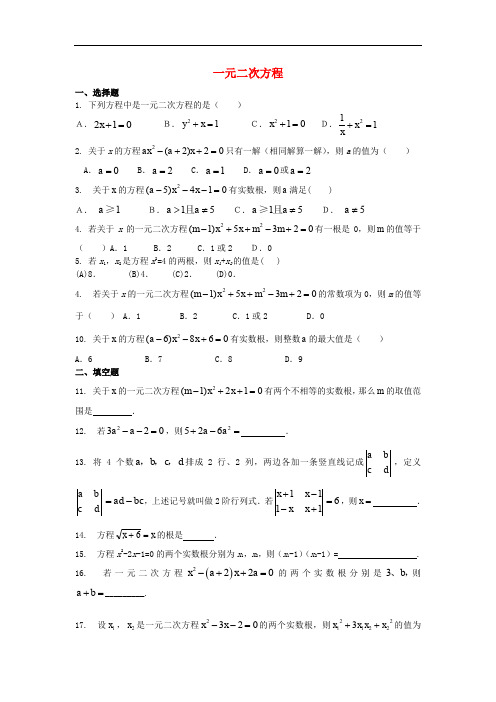 中考数学专题练习 一元二次方程(无答案)