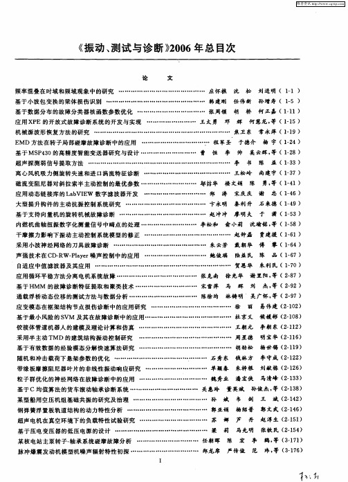 《振动、测试与诊断》2006年总目次