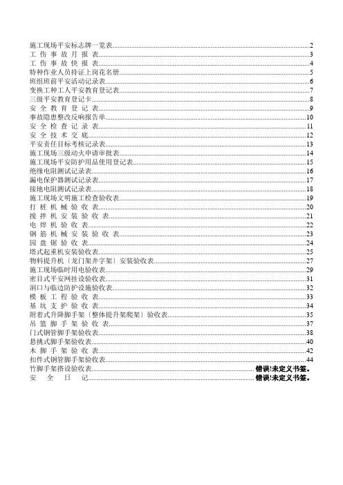 各种安装验收表