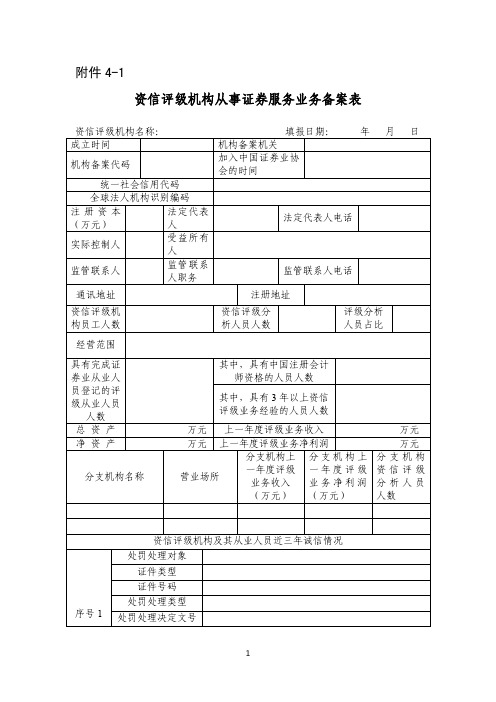 资信评级机构备案表