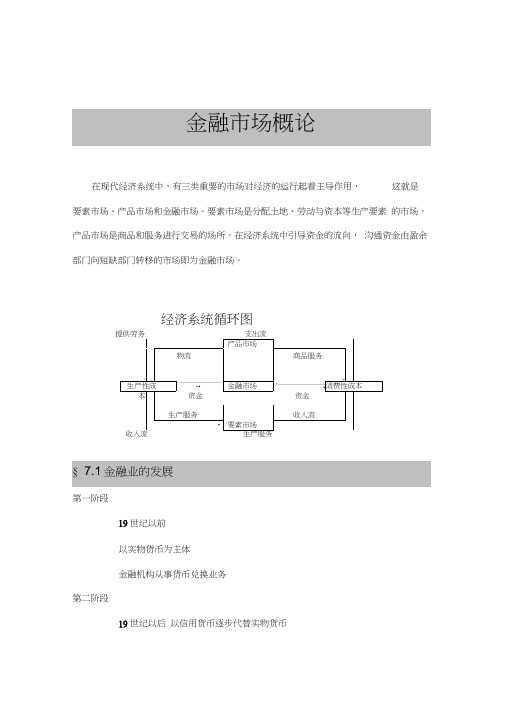 金融市场基本理论概述