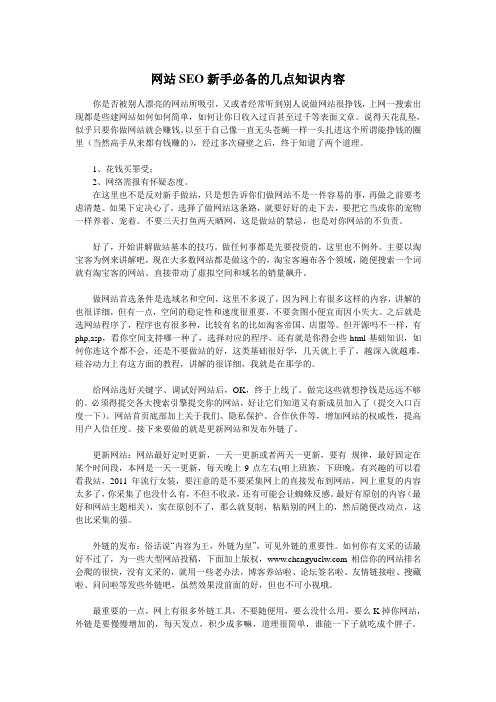 网站SEO新手必备的几点知识内容