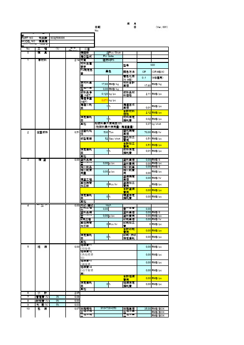 塑胶件报价公式