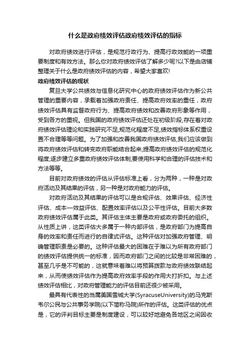 什么是政府绩效评估政府绩效评估的指标