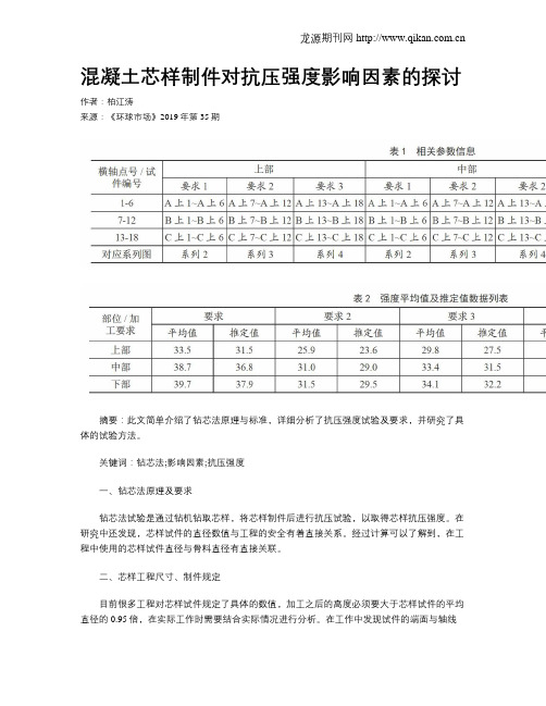 混凝土芯样制件对抗压强度影响因素的探讨