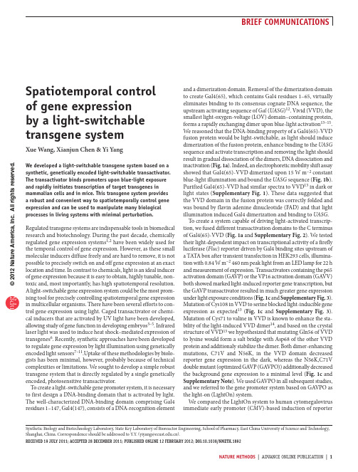 Spatiotemporal control of gene expression by a light-switchable transgene system