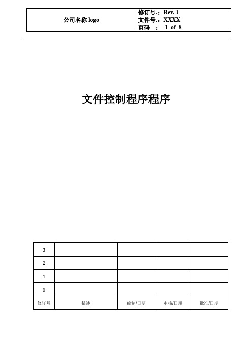 ISO13485文件控制程序程序(含表格)